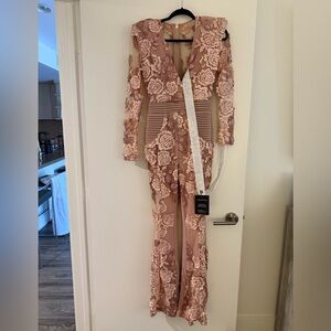 Zhivago Pink Floral Jumpsuit with Flared Legs